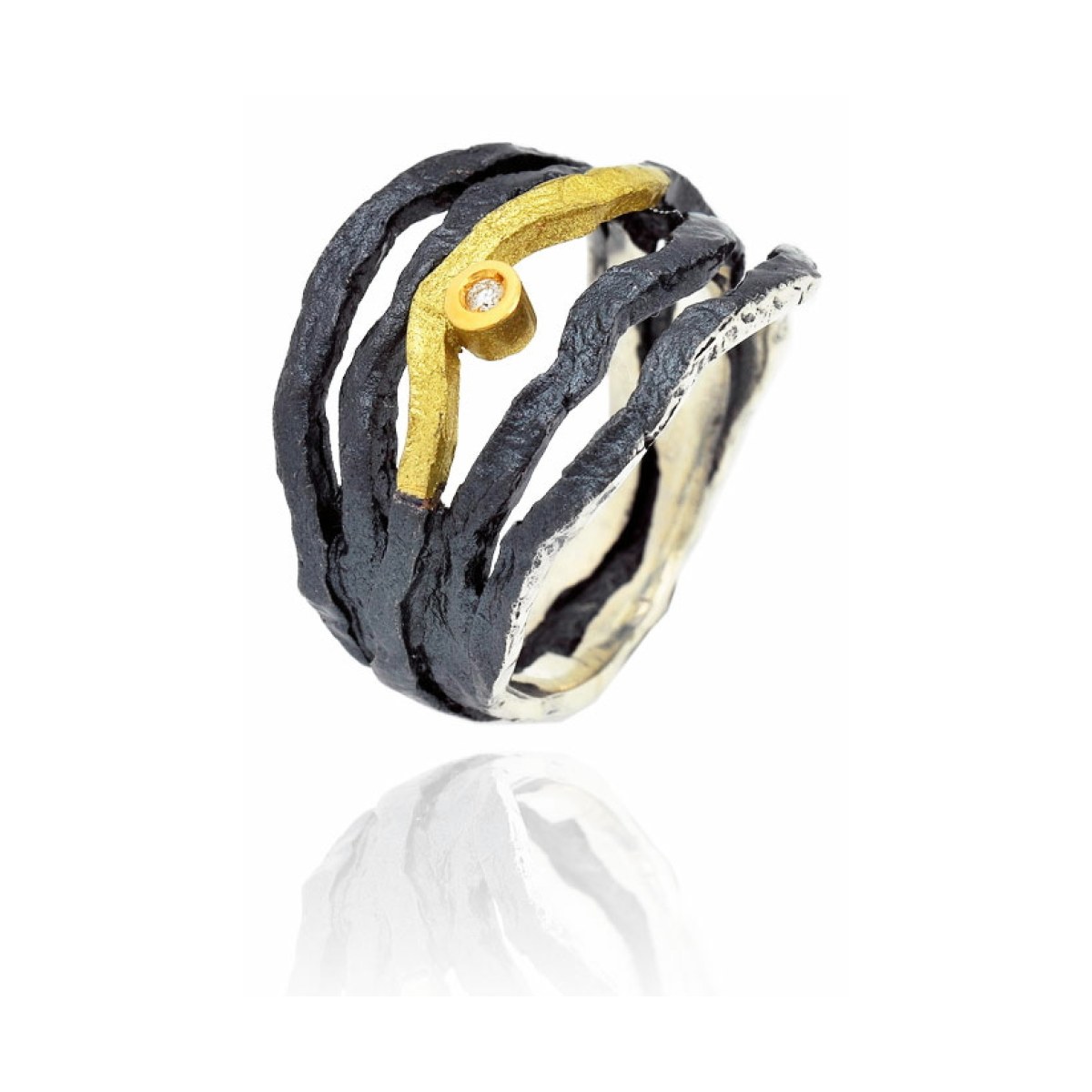 Large Forza Ring, Silver and Gold van Arior Barcelona