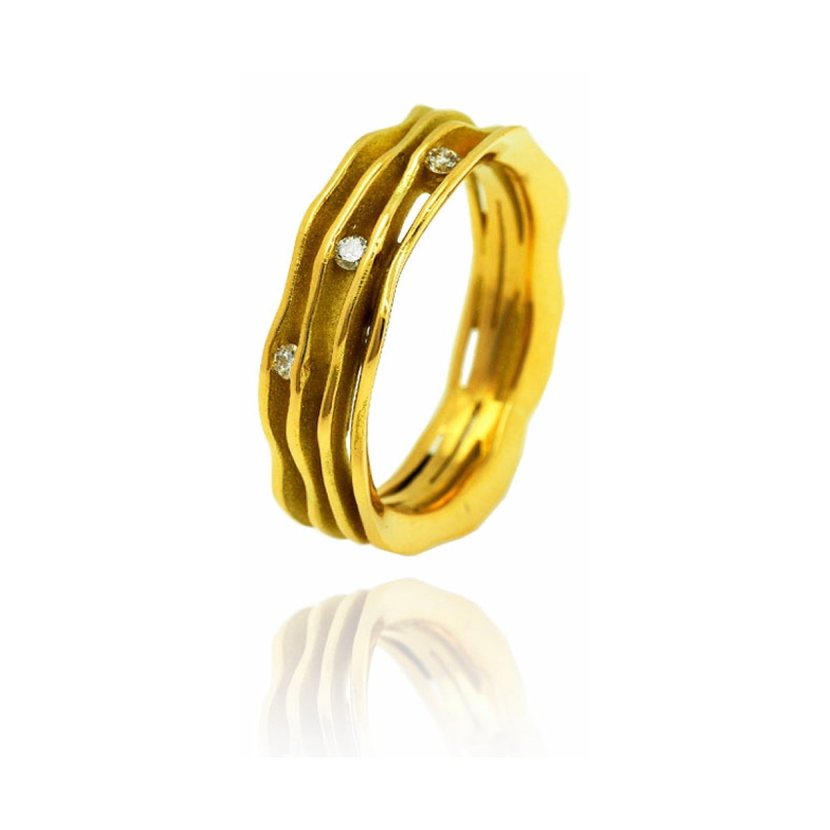 Multi Fi Ring, 5 Strands, Gold with 3 Diamonds van Arior Barcelona