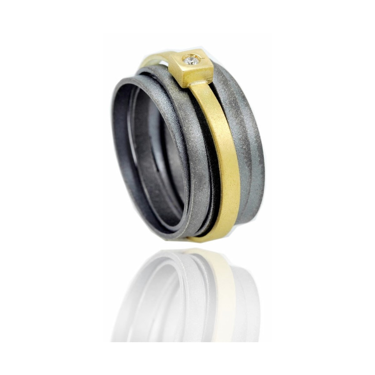 Lux silver&gold SQUARE ring van Arior Barcelona