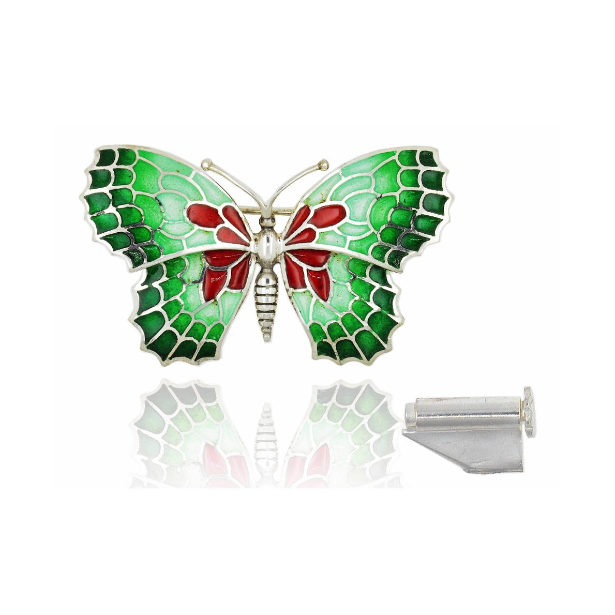 Large Red-Green Butterfly Brooch van Arior Barcelona