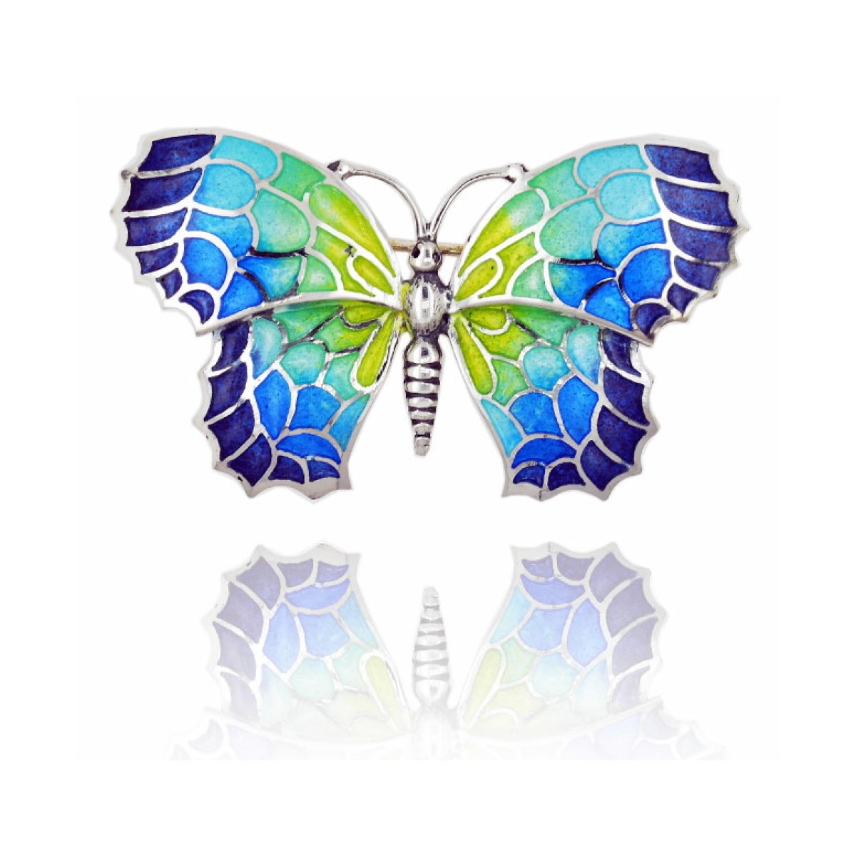 Medium blue-green-yellow butterfly brooch van Arior Barcelona