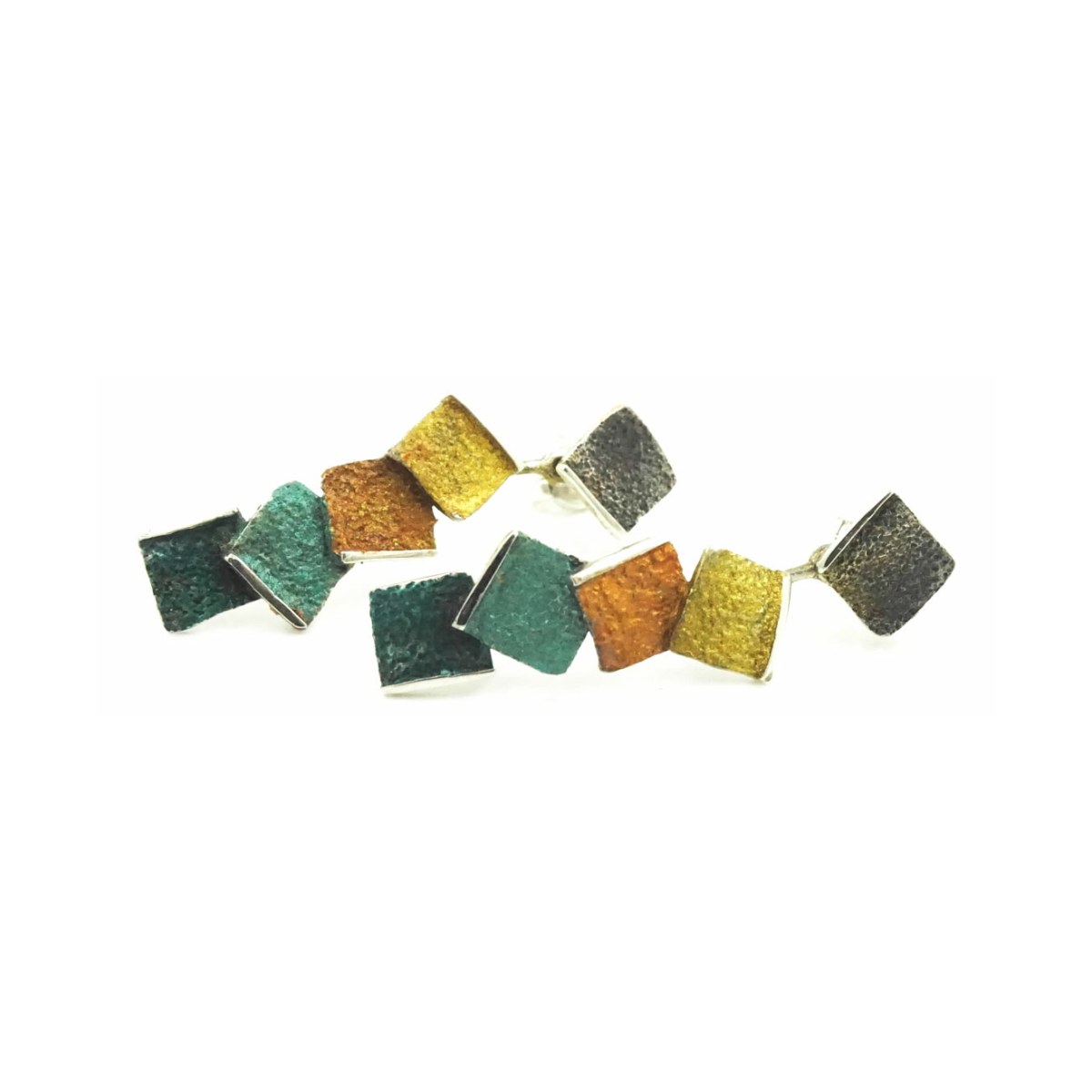 Kiros earrings 2 pieces green-ocher van Arior Barcelona