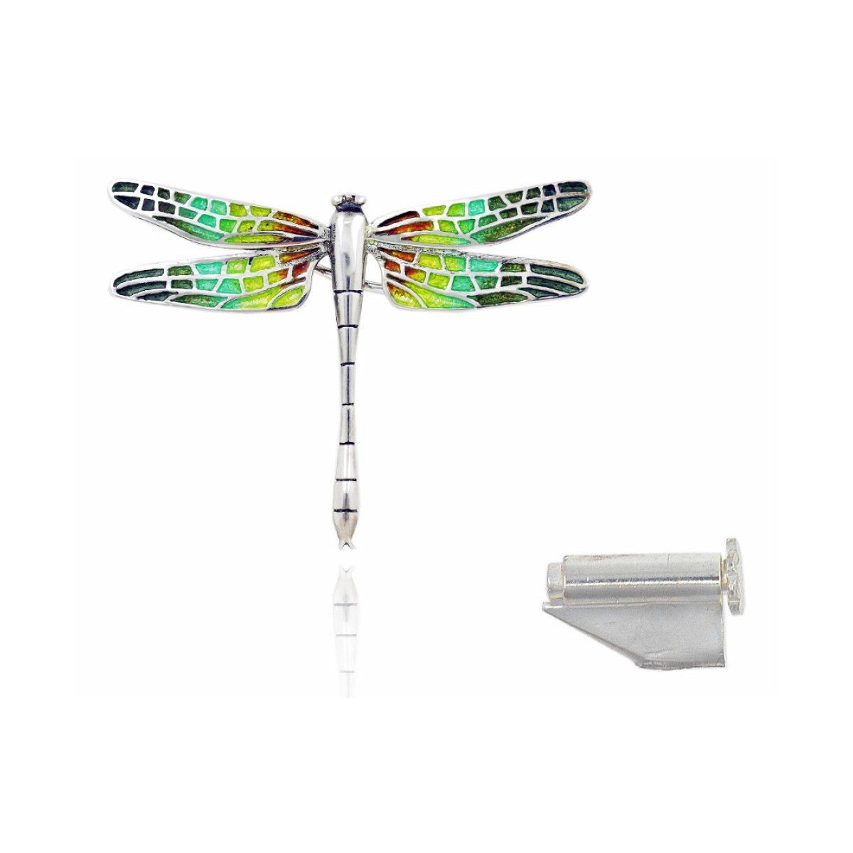 Small Orange-Yellow-Green “Trencadís” Mosaic Dragonfly Brooch van Arior Barcelona