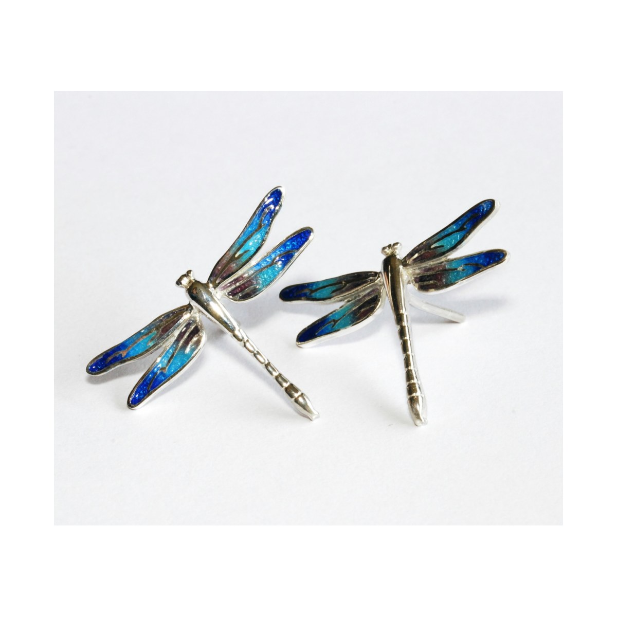 Large Violet Blue Dragonfly Earrings van Arior Barcelona