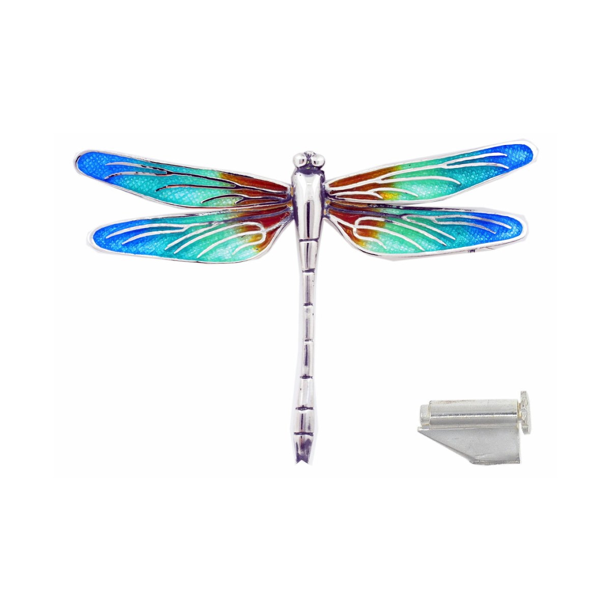 Blue-green- orange big Dragonfly brooch van Arior Barcelona