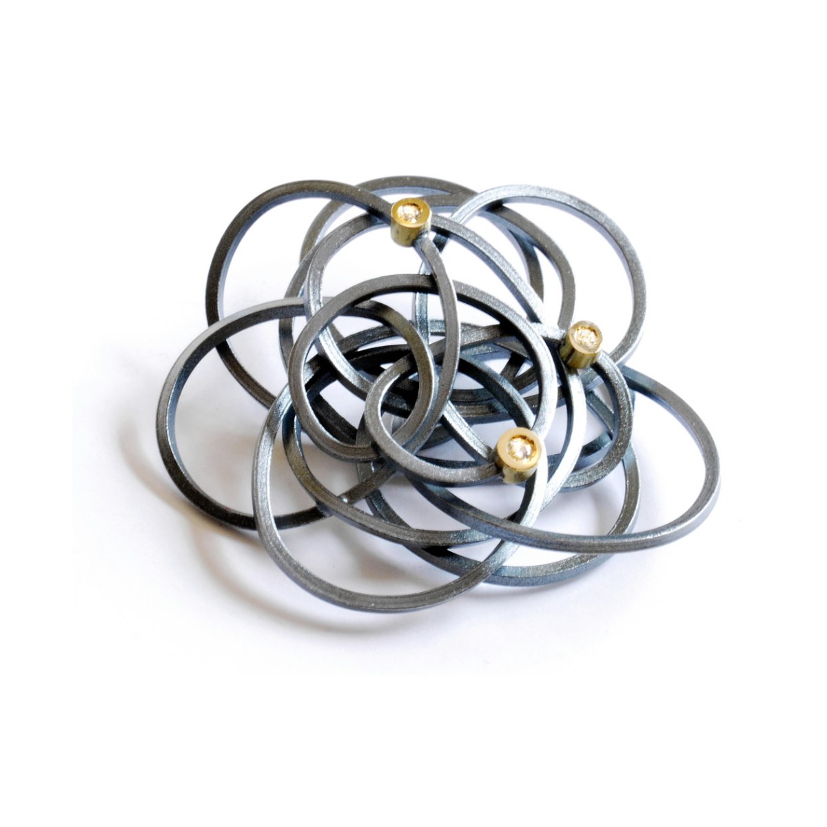Caos silver&gold 1 brilliant pendant van Arior Barcelona