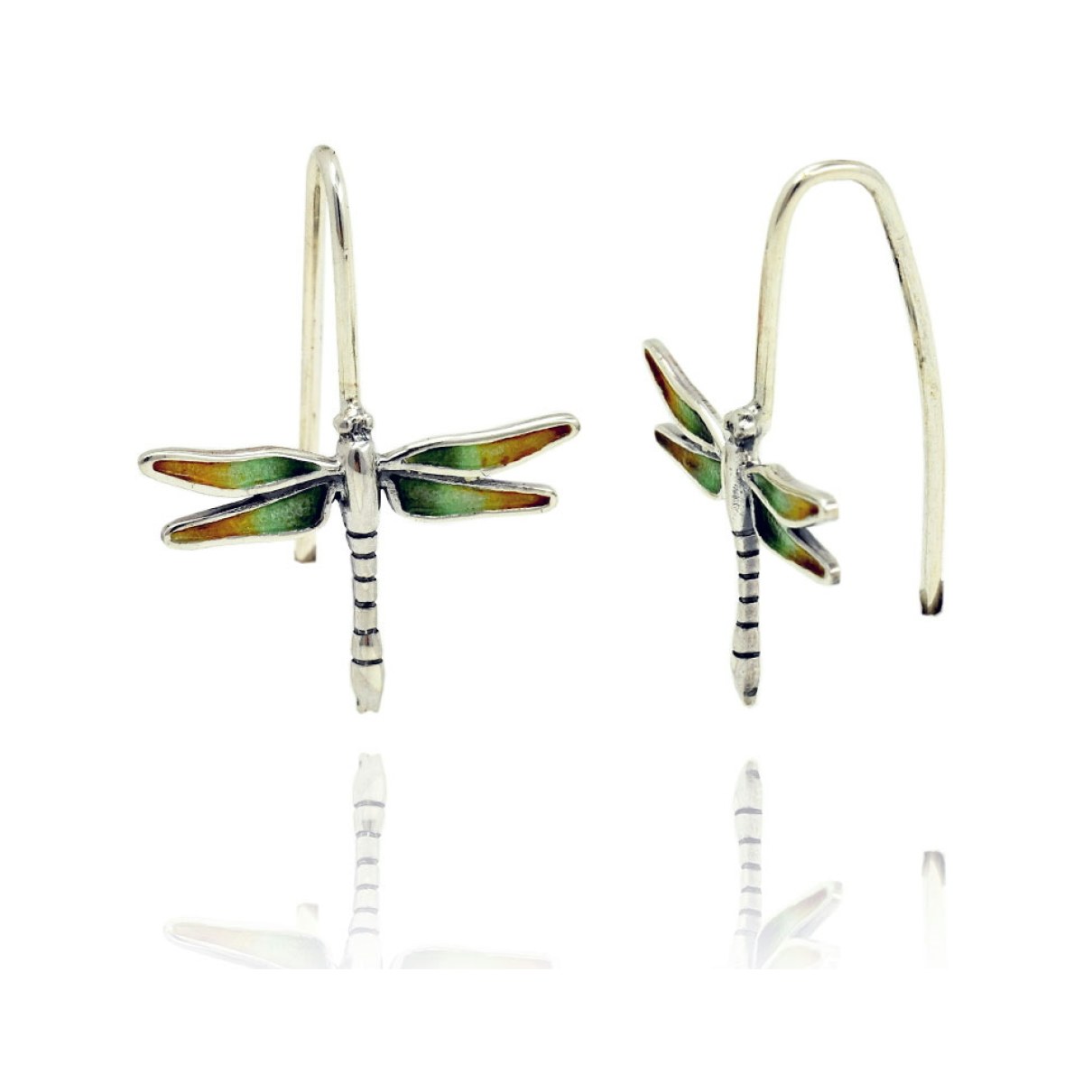 Small Green-Yellow-Orange Dragonfly Earrings van Arior Barcelona