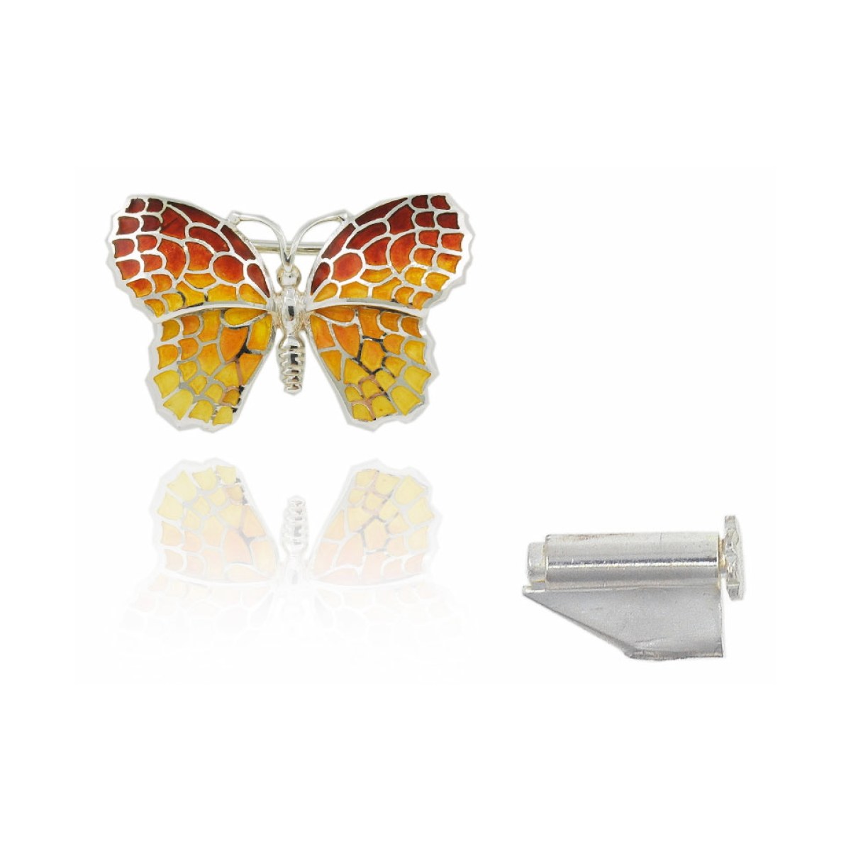 Small Ochre “Trencadís” Mosaic Butterfly Brooch van Arior Barcelona
