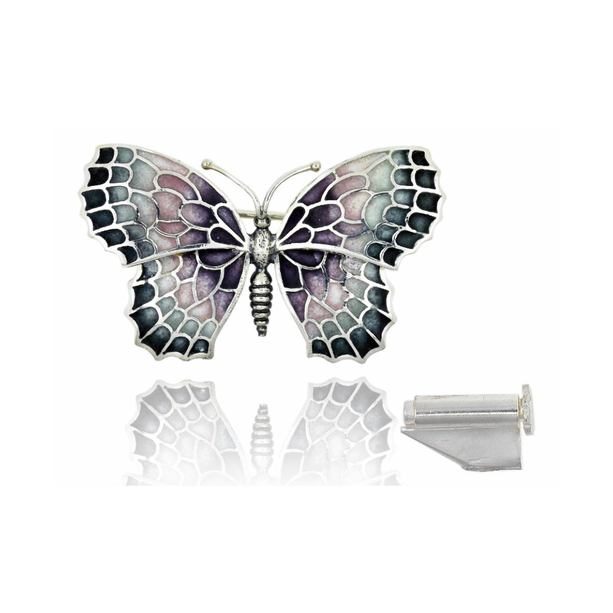 Mosaic "trencadís" Butterfly violet-grey big brooch van Arior Barcelona