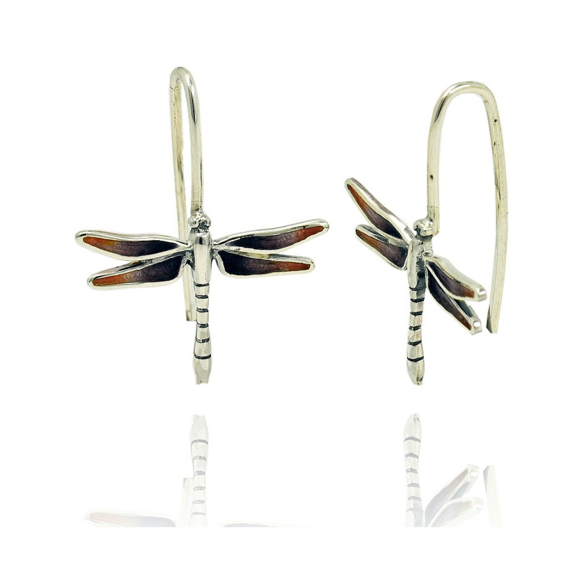 Small Violet and Pink Dragonfly Earrings van Arior Barcelona
