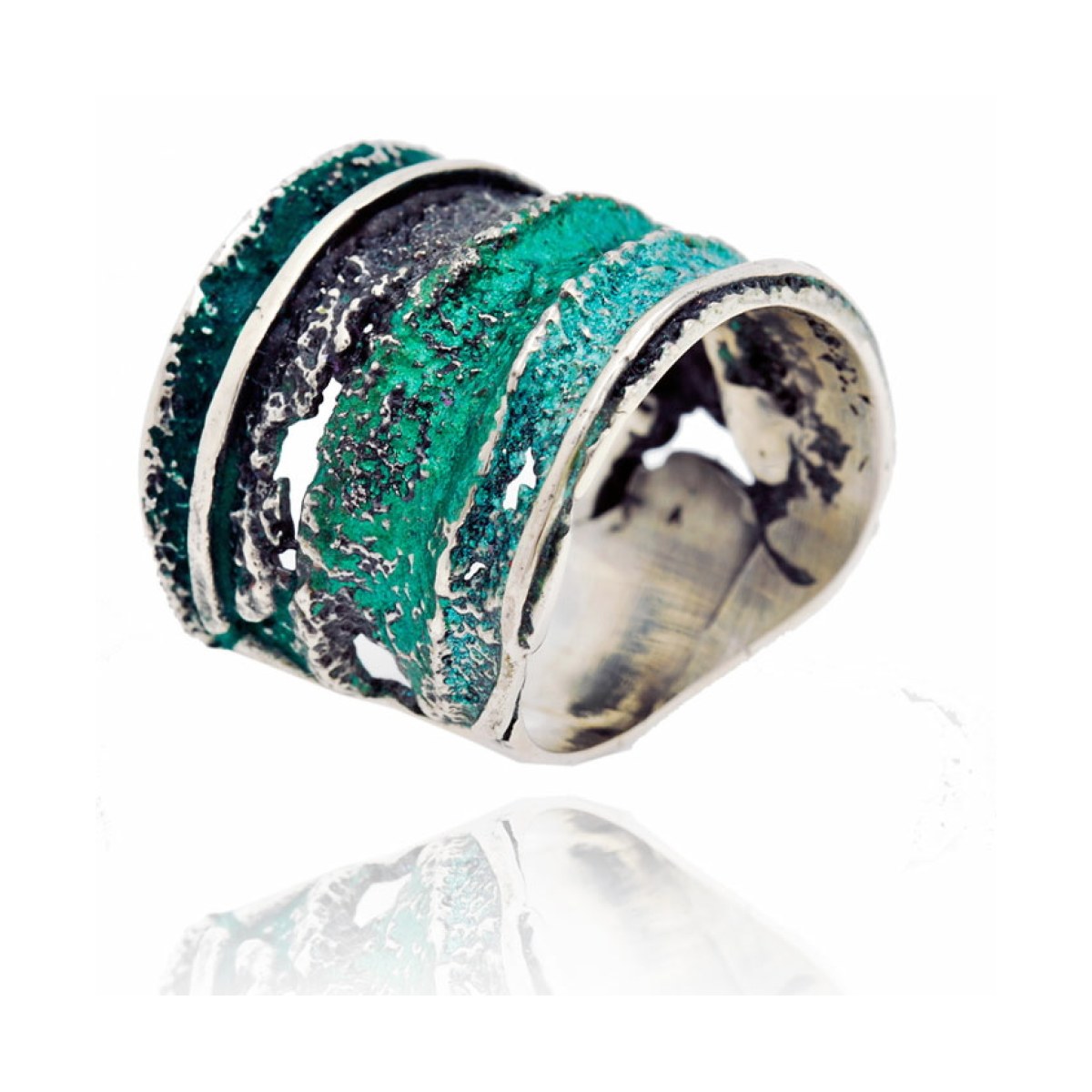 Big emerald-green Sinera ring van Arior Barcelona